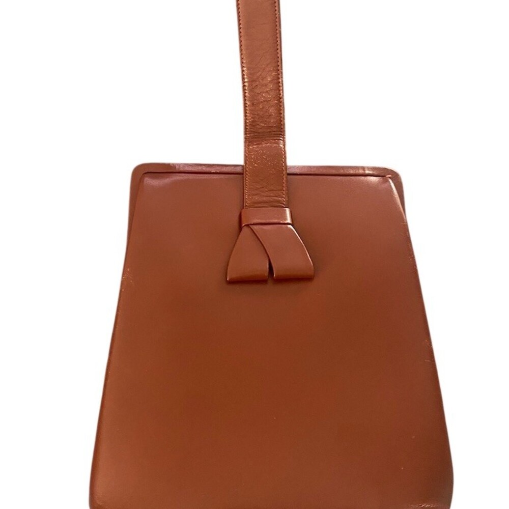 Vintage Brown Structured Frame Top Handle Satchel Bag